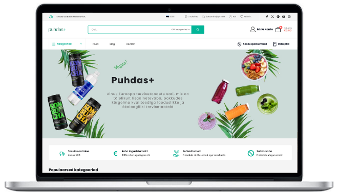 Puhdasplus.ee kodulehe näide