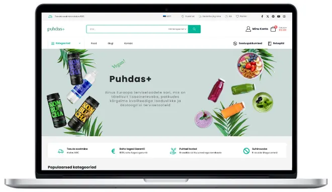 Puhdasplus.ee koduleht – ekraanitõmmis meie tehtud veebilehest