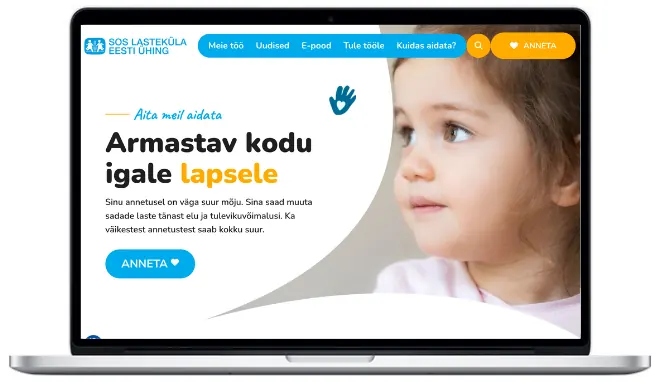 SOS Lasteküla koduleht – ekraanitõmmis meie tehtud veebilehest